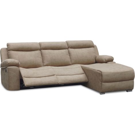 Sofá relax eléctrico con chaiselongue izquierdo Nellie 3 plazas Cemento (ancho) x 102cm (alto) (1/5)