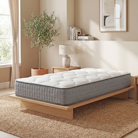Le Quai Des Affaires – Matelas ressorts 90x190 cm – Mémoire de forme 2 cm – Accueil moelleux – Soutien medium – Épaisseur 27 cm – 406 ressorts ensachés (1/5)
