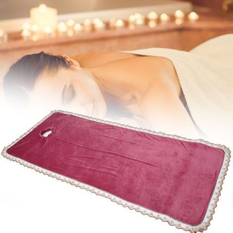 Housse de table de massage imperméable pour instituts et spa, avec orifice facial, violet et rouge (1/5)