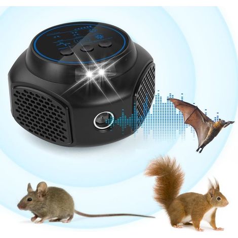 Noir Répulsif de Souris, Ultrason Souris et Rats 360° avec Lumière Clignotante, Répulsifs Anti Taupes pour Intérieur, 300 M² Large Portée Ultrason Souris et Rats pour Rongeurs Cafards (1/5)