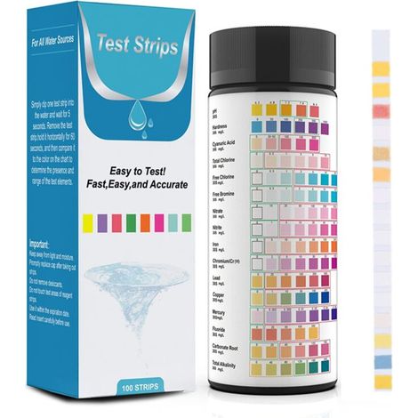 16-in-1-Schwimmbad-Teststreifen, 100 Stück Wasserteststreifen, zum Testen von PH, Härte, Nitrat, Alkalität und mehr