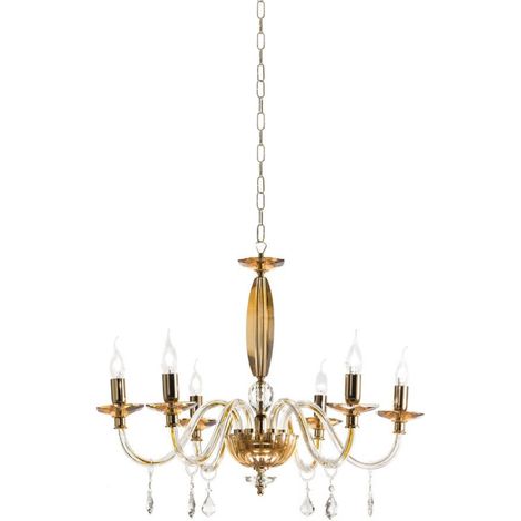 Lampadario a sospensione CECILIA in cristallo 6 luci D60 cm AMBRA (1/2)