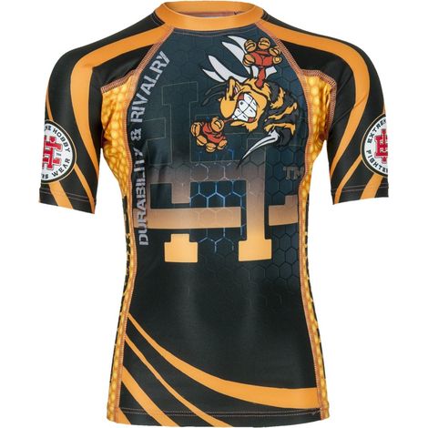 rashguard a maniche corte per bambini con vespa arrabbiata 152 nera