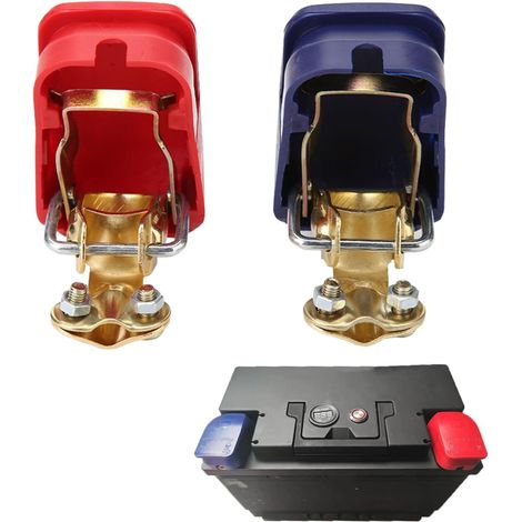 Cosses Batterie Serrage Rapide, Bornes de Batterie Connecteurs, Libération Rapide, 12V Cosse Batterie, Cosse Bornes de Batterie de Voiture à Dégagement Rapide pour Voitures Bateaux Camions Rouge Bleu (1/5)