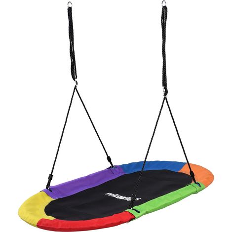 Relaxdays Altalena a nido ovale, bambini & adulti, 300 kg, XXL per più L x P: 150 x 80 cm (1/5)