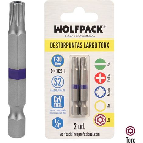 Langer Torx-T30-Schraubendreher (2 Stück) Chrom-Vanadium-S2-Stahl