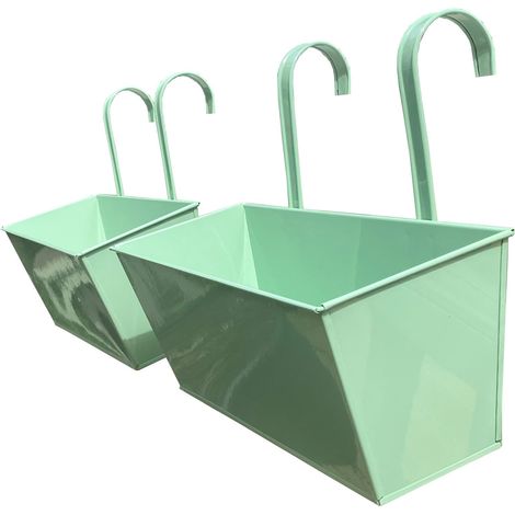 Sage Green Balcony Hanging Planters (Set of 2) (1/5)
