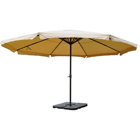[JAMAIS UTILISÉ] Parasol en aluminium Meran Pro, gastronomie, marché, avec volant, Ø 5m, crème avec pied
