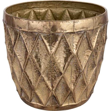Macetero de metal dorado 38.5x38.5x34h cm