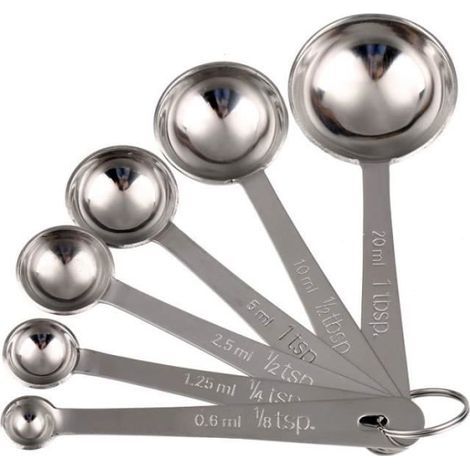 Messlöffel-Set für Kaffee/Tee, Edelstahl, 0,6 ml / 1,25 ml / 2,5 ml / 5 ml / 10 ml / 20 ml, 6-teilig (1/4)