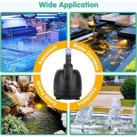 Pompe à Eau Submersible pour Aquarium Bassin et Fontaine Étanche Réglable avec Câble (1/5)