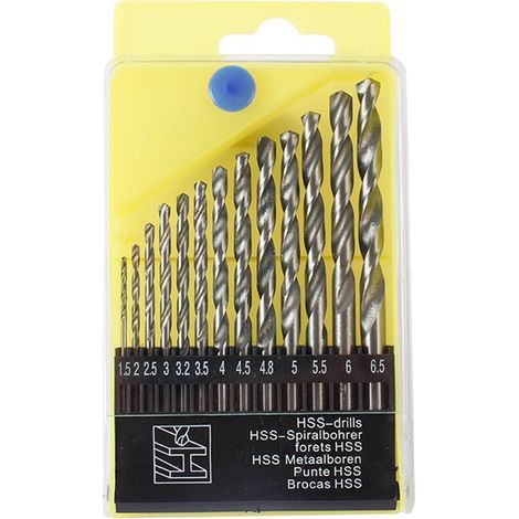 13-Piece Twist Drill Bit Set, Brass Micro Drill Bits, Metric 1.5/2/2.5/3/3.2/3.5/4/4.5/4.8/5/5.5/6/6.5 mm Drill Set, Micro Drill Bit Set (1/5)