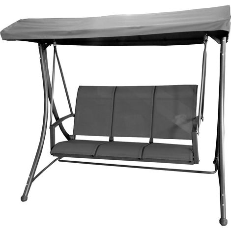 Dondolo 3 Posti da Giardino 195x130x178 cm in Acciaio e Poliestere Grigio Scuro