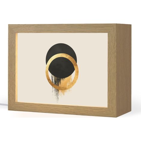 LAMPE DE TABLE Dessin abstrait - Cercle noir - Taches de peinture 20x15 cm