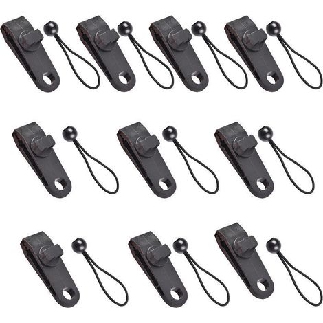 10 ensembles de clip de canopée de tente extérieure auvent coupe-vent boucle fixe accessoires en plastique camping multi-fonctionnel vent corde boucle tente clip(clip tente + cordon élastique) (1/5)