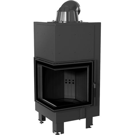 Kamineinsatz aus Stahl KRATKI MBN links 8 kW Ø 200 schwarz Verkleidung (1/5)