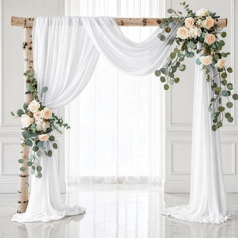 Wedding Arch Curtain, White, 75 x 800 cm, Sheer Wedding Arch (1/5)