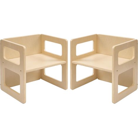 Chaise de sevrage Montessori réglable en Hauteur pour Les Enfants de 1 à 3 Ans, Chaise en Bois Massif, pour Manger/Lire/Jouer, mobilier Montessori certifié CPC - Naturel(2pcs) (1/5)