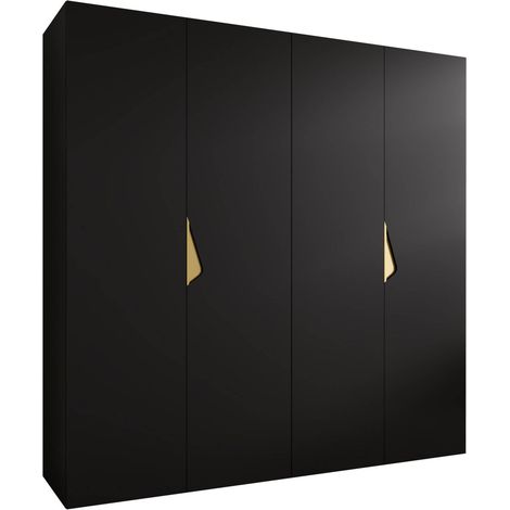 Armoire Hartford 620, Noir, 202x200x52cm, Portes d'armoire: Avec des charnières, Nombre d'étagères: 0 (1/5)
