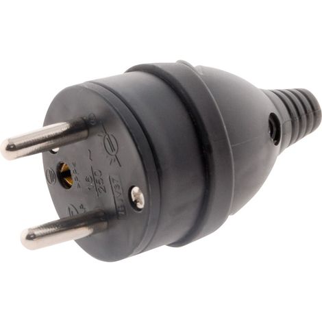 Zenitech – Fiche mâle 16A 2P+T avec anneau – Puissance 3680W sous 230V – Compatible câbles HO5VV-F 3G1/3G1,5mm² – Norme NF