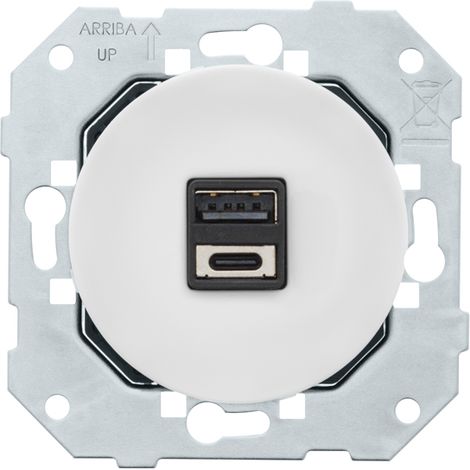 FONTINI DOUBLE PRISE USB A+C 2,6A BLANC GLOSSY DOM (1/2)