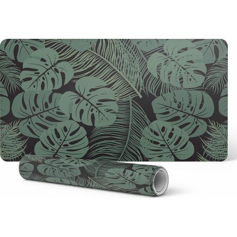 Alfombrilla de escritorio moderna para teletrabajo, hojas tropicales, 120x60 cm