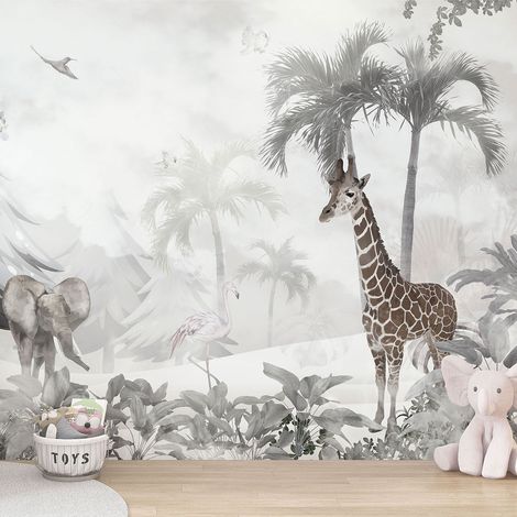 Papier peint panoramique Enfants - Forêt tropicale - 325 cm x 214 cm (1/4)