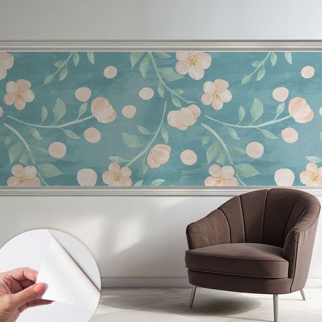 Papier peint adhésif autocollant pour salon chambre à coucher peint imprimé Installation facile Élégance florale 250x104 cm (1/5)