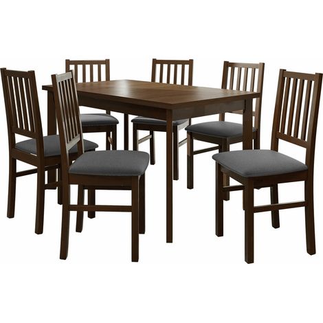 Conjunto de mesas y sillas para comedor Victorville 264, Nuez, 78x80x140cm, Diámetro: 0, Número de asientos: 4, Estilo: Contemporary