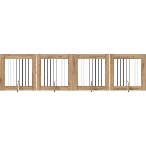 Dog Gate with Stands 4 pcs Artisan Oak 80 x 80 cm vidaXL