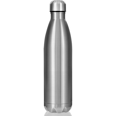 Gourde Isotherme en Acier Inoxydable 750ml - Bouteille d'Eau Réutilisable Double Paroi [24h Froid/12h Chaud] - Sans BPA (Argent)