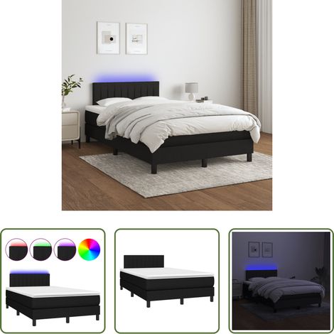 vidaXL LED-Leiste - Boxspringbett mit Matratze & LED Schwarz 120x200 cm Stoff (1/5)