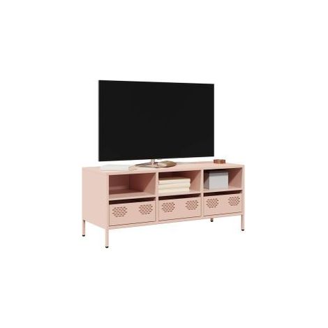 Meuble TV rose 101,5x39x43,5 acier laminé à froid (1/5)