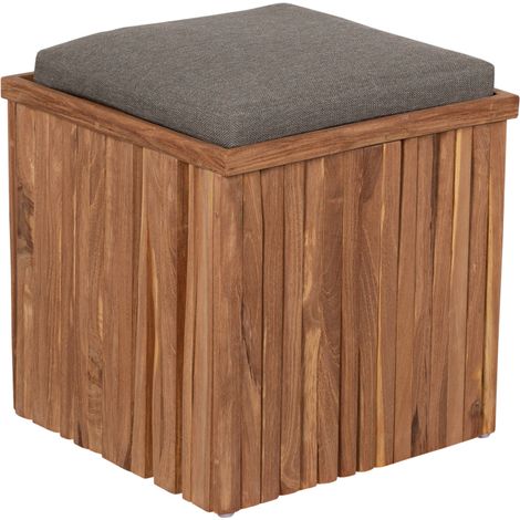 deVries Universalbox WOODIE Teakholz Aufbewahrungsbox inkl. Sitzkissen 45x45x50cm (1/2)