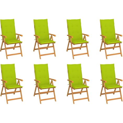 vidaXL Sillas plegables reclinables con cojines, 8 unidades, madera maciza de teca. (1/5)