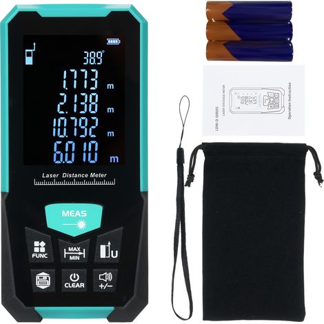 Télémètre Laser 100m Précision ±2mm Mesureur De Distance Numérique Surface Volume Pythagore Écran Rétroéclairé IP54 (1/5)