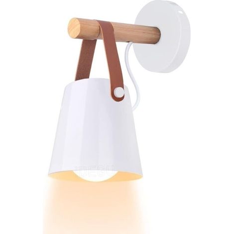 Blanc Moderne Applique Murale LED Industrielle Métal Bois éclairage Wall Light Luminaire E27 Douille pour Décoration Chambre Restaurants Café