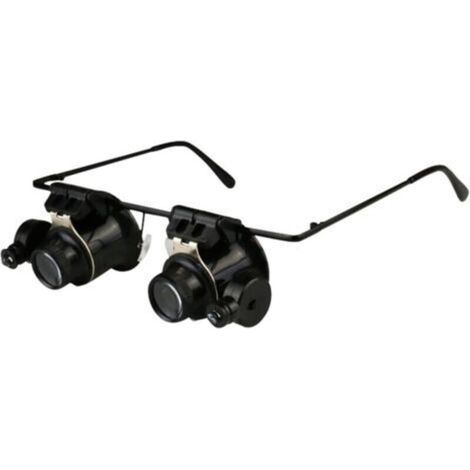 Loupe frontale avec lampe LED grossissante 20x avec batterie, lunettes professionnelles de réparation de montre, lecture de journaux, haute définition (1/5)