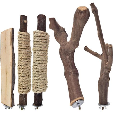 Set di 5 barre abrasive in legno per gabbie (1/5)