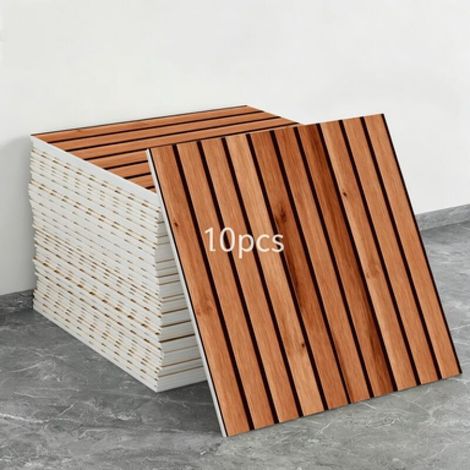 10 láminas de papel pintado autoadhesivo con efecto madera (dimensiones: 30 x 30 x 0,8 cm) (1/5)