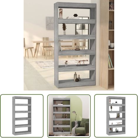 Étagère de Rangement Bibliothèque, Séparateur de pièce, Montage facile, Sonoma gris 80x30x166 cm OIB3673E (1/5)