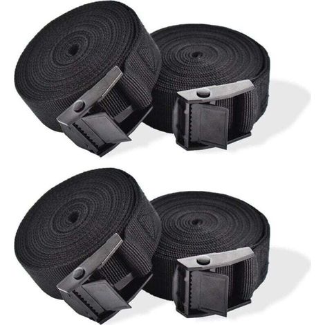 Sangle d'Arrimage, 4 Pièces Sangle de Serrage à Cliquet Sangles de Verrouillage Sangle avec Boucle de Serrage Sangle de Fixation pour Moto Voiture, Porte Vélo Bagages 2,5 cm x 1 m (1/4)