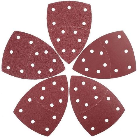 100 Pièces Papier Abrasif pour Ponceuse Triangulaire 105 x 152 mm, 11 Trous, Feuilles de Ponçage de Grain 40/60/80/120/240 en Oxyde (1/4)