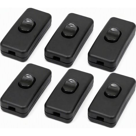Pieces Black Bedside Lamp Switch 2A 250V, Double Pole In-Line On/Off with Screw Terminals, for Bedside Lamp, Cable and Indoor Home Lighting (1/5)