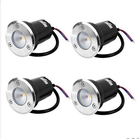 4-LED-Einbaustrahler, 5-W-Einbau-Stehleuchte für den Außenbereich, rostfrei, Tragkraft bis zu 800 kg, 12–24 V DC, rund, weißer Edelstahl (warmweiß) (1/5)