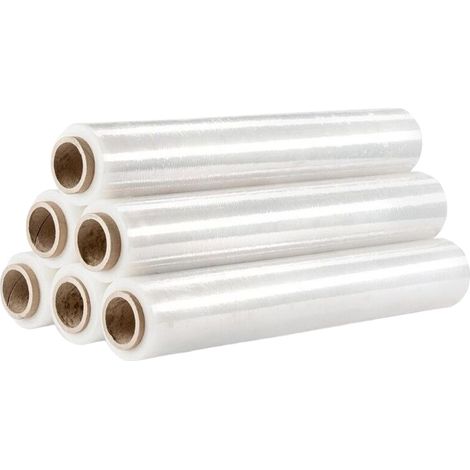 Film estensibile in rotoli bobine H 50 cm 2,4 Kg manuale pellicola imballaggio - Colore: Trasparente - Pezzi: 6