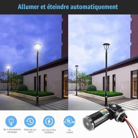 Lot de 2 interrupteurs à cellule photoélectrique crépusculaire, étanches IP65, pour éclairage extérieur 110 V, 120 V, 220 V et 240 V.