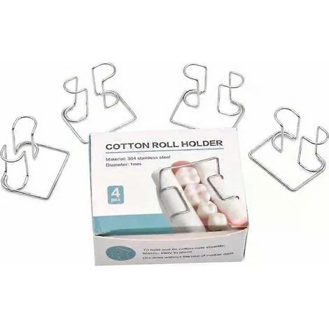 Boîte de 4 pinces à humidité dentaire, rouleau de coton, porte-outils orthodontiques en acier inoxydable autoclavable. (1/4)