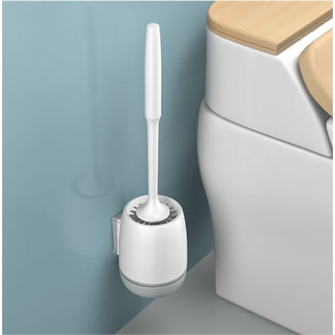 Graue Toilettenbürste, Silikon-Toilettenbürste, schnelltrocknend, antibakteriell