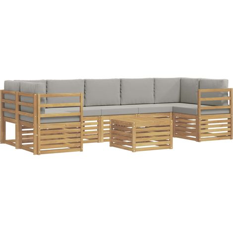 Set di divani da esterno 8 pz Bianco e Grigio Chiaro Poliestere vidaXL (1/5)